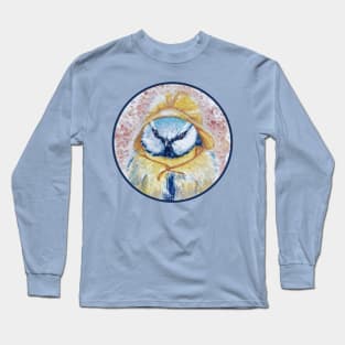 Watercolour Blue Tit Bird Painting  | Circle | Long Sleeve T-Shirt